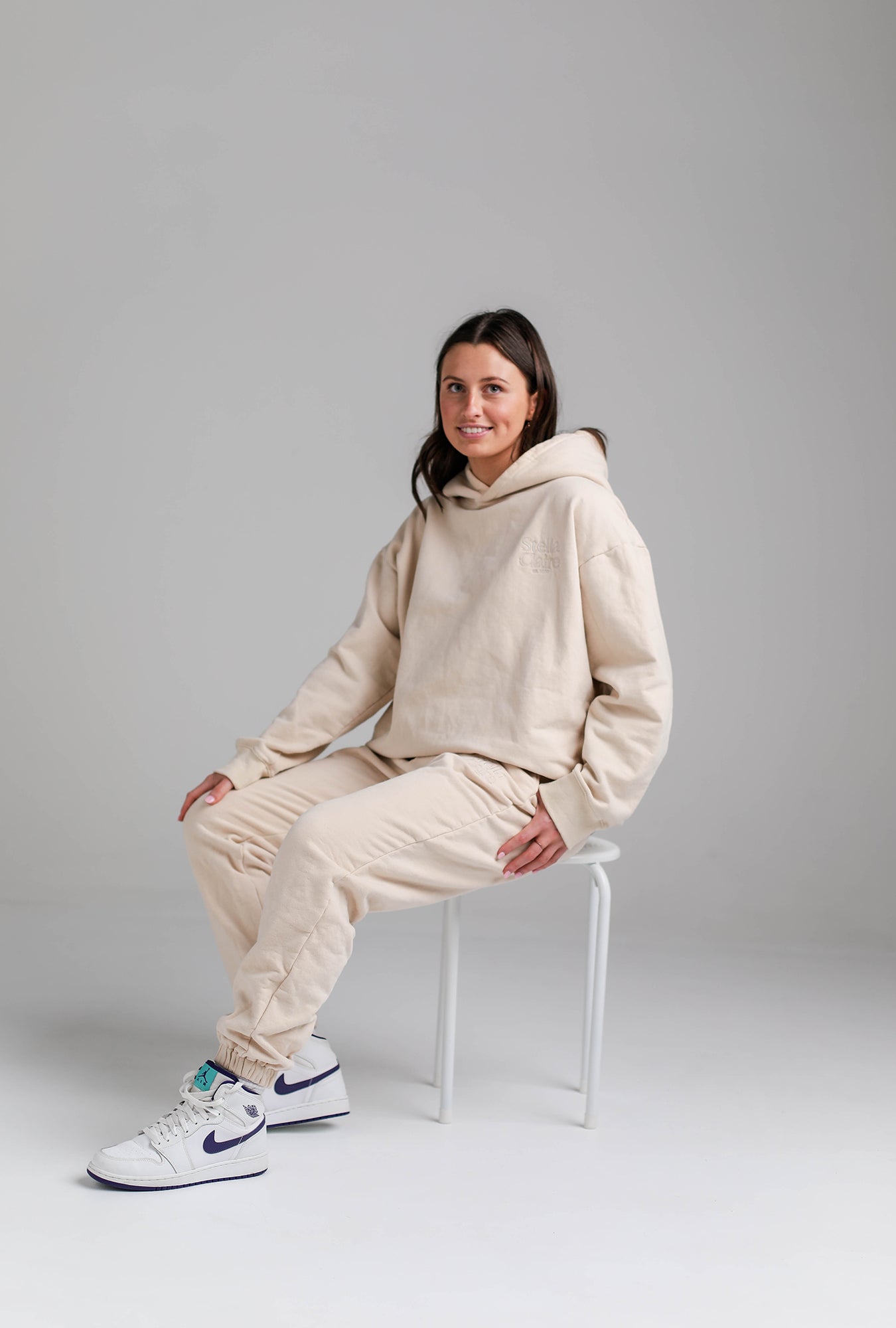 Nike mini swoosh online oversized hoodie in oatmea